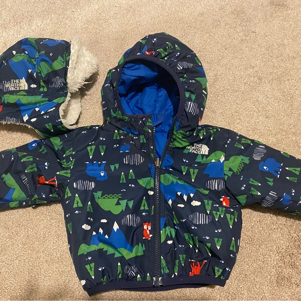 The North Face infant puffer jacket (6-12 months) and matching trapper hat